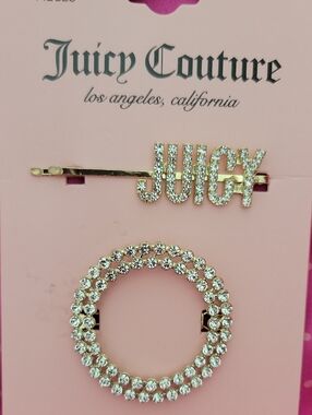 Juicy Couture Gold-Tone 'JUICY' Rhinestone Hair Clip Set